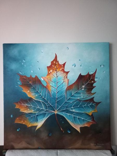 Liść - urok zmieniającej się natury,obraz akrylowy ,wykończony werniksem Rozm 40x50 Rok 2024